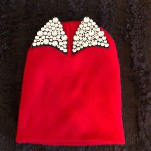 Cute bejeweled cat ear beanie